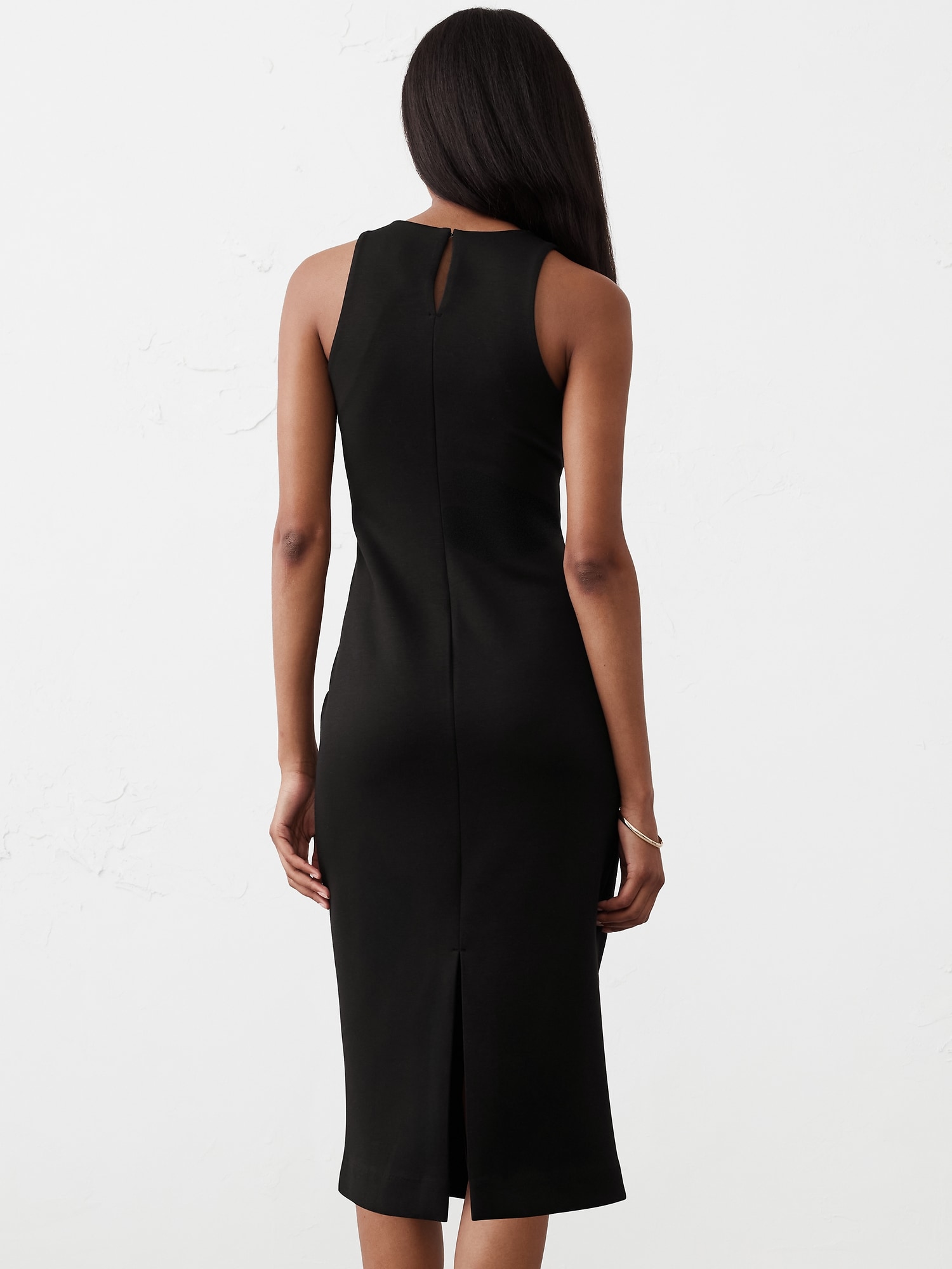 Racer-Neck Knit Midi Dress