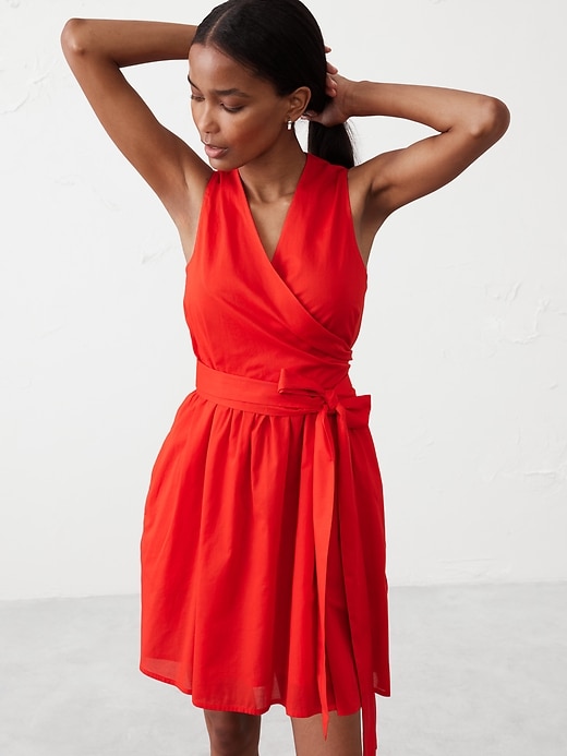 Voile Wrap-Waist Mini Dress