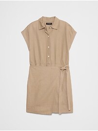 Linen-Blend Wrap Mini Shirtdress