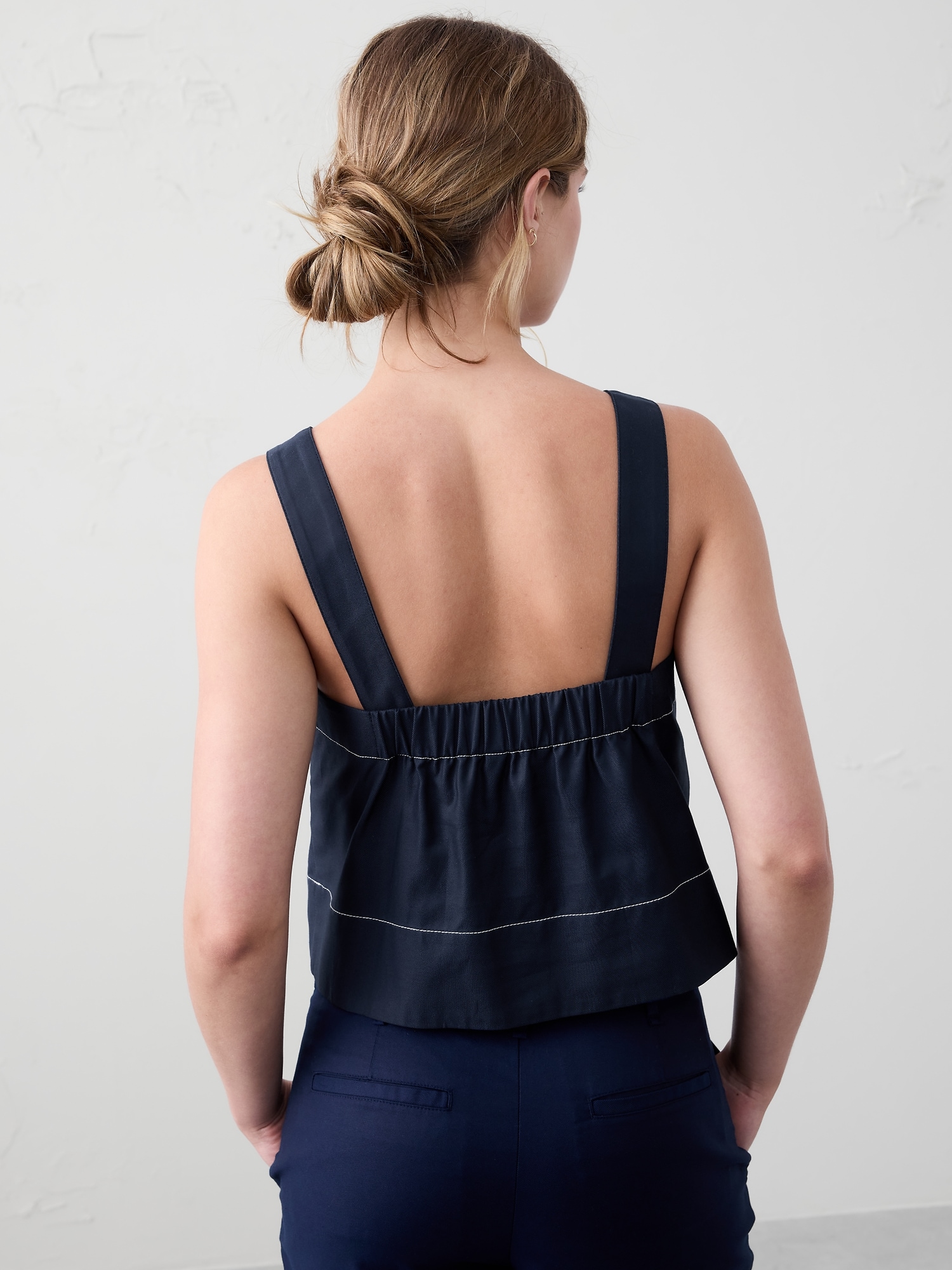 Boxy Topstitch Cropped Top