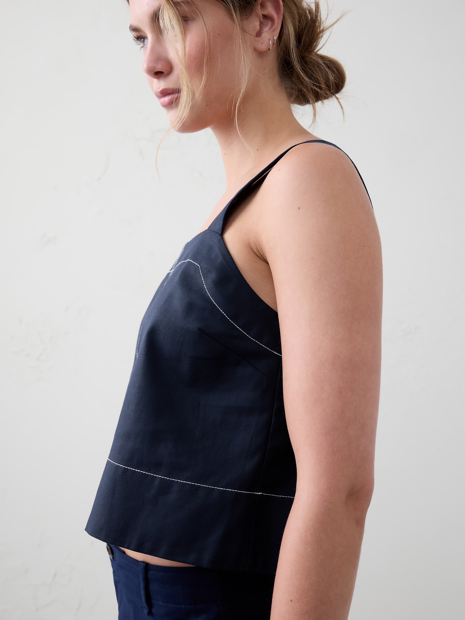 Boxy Topstitch Cropped Top