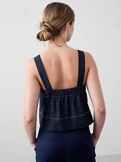 Boxy Topstitch Cropped Top | Banana Republic Factory