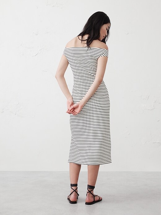 Off-Shoulder Knit Midi Dress