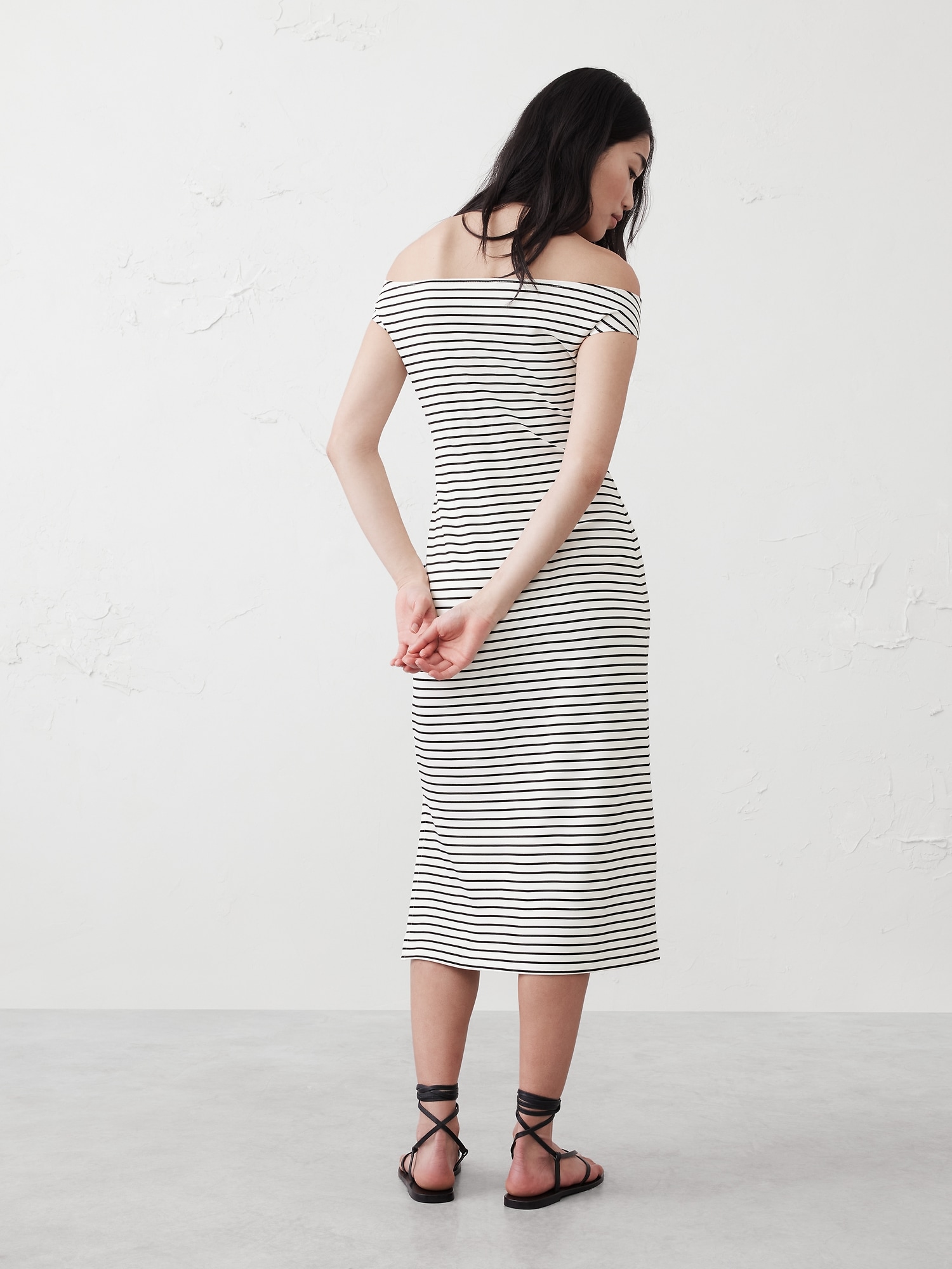 Off-Shoulder Knit Midi Dress