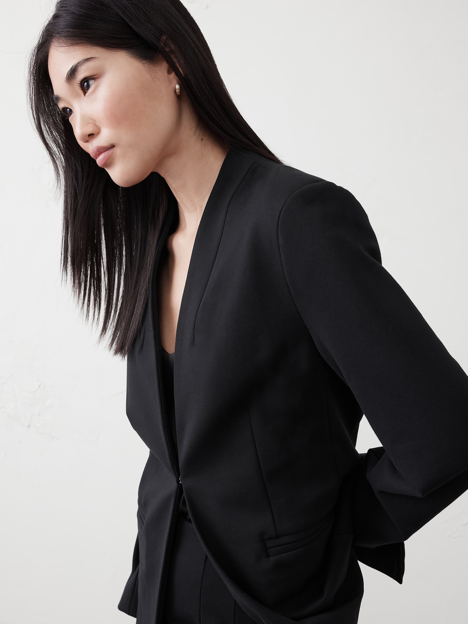Ponte Collarless Blazer