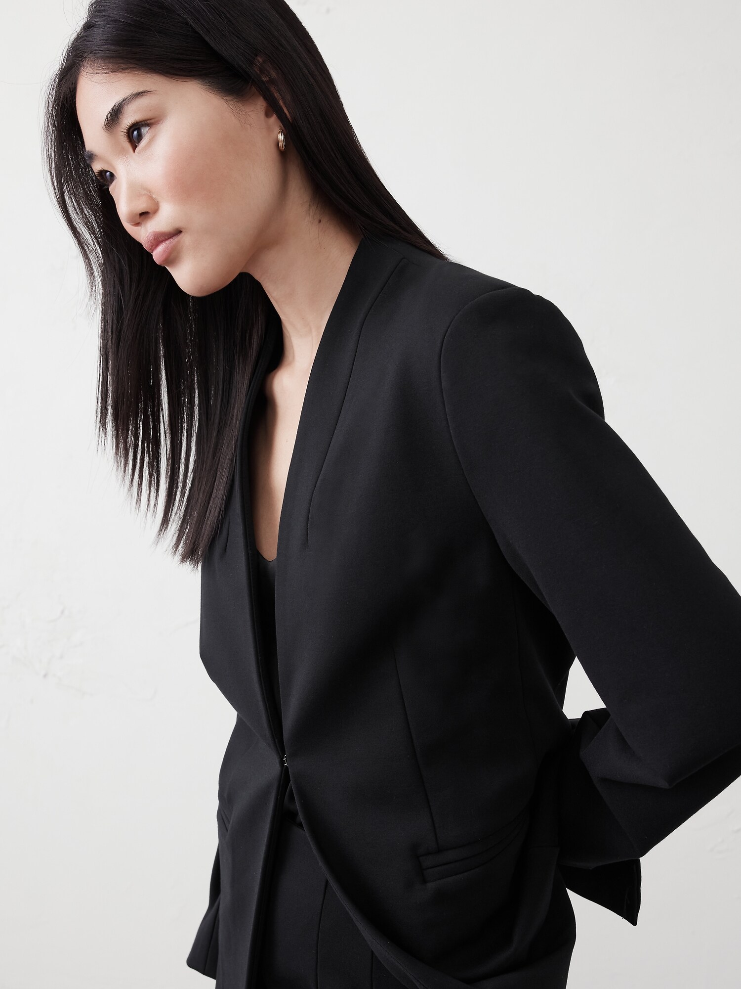 Ponte Collarless Blazer
