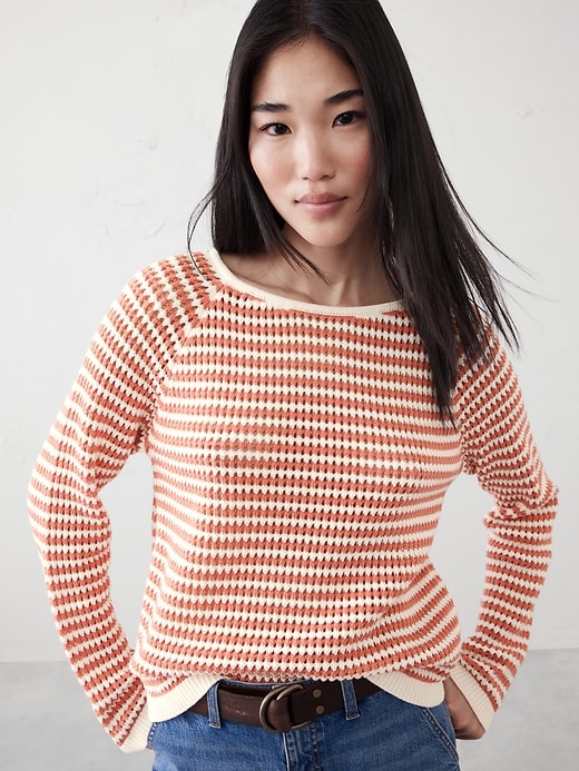 Open Stitch Striped Sweater