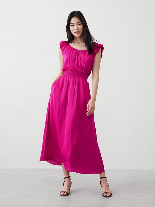 banana republic pink ruffle dress Ruffle Maxi Dress