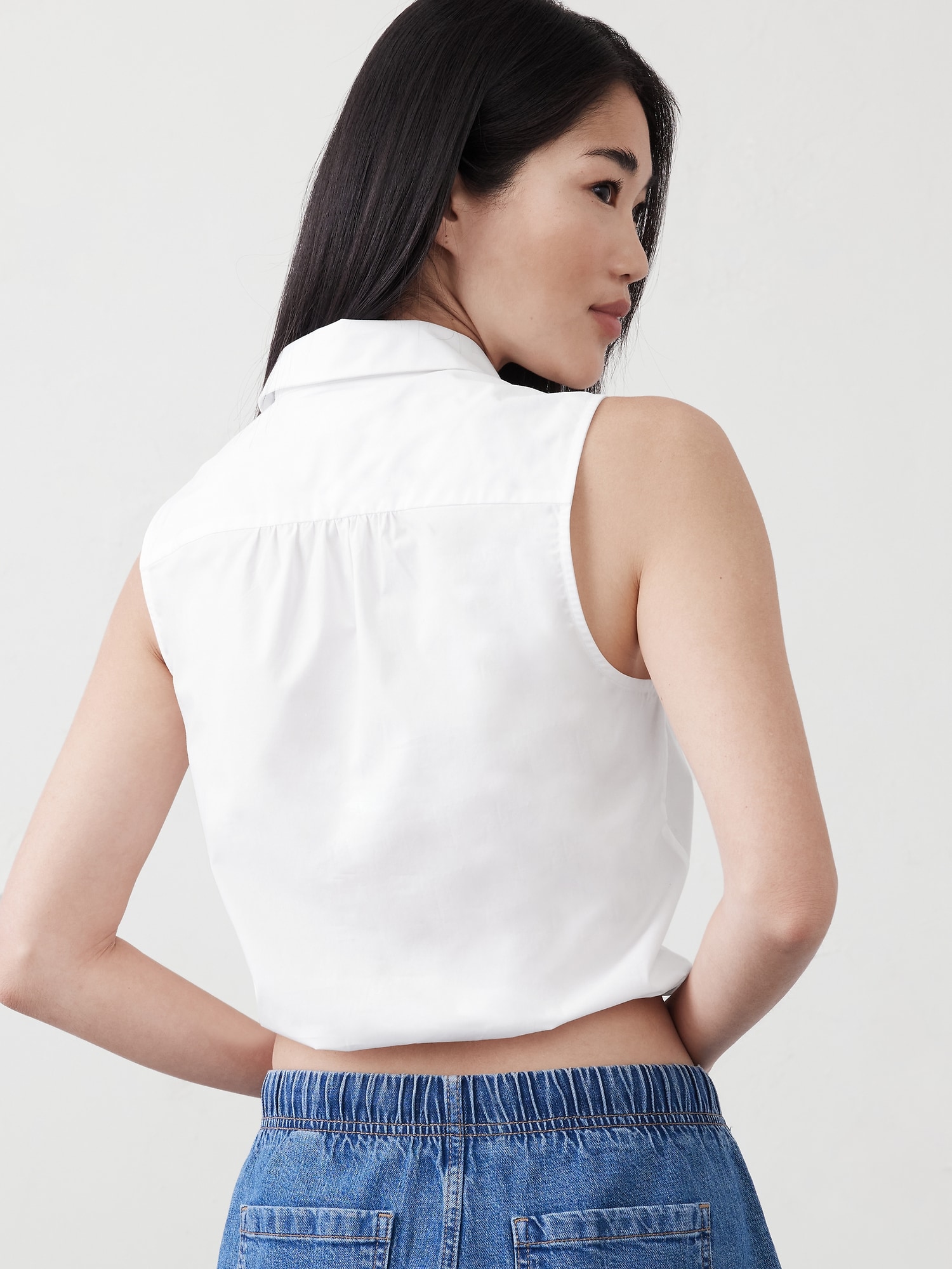 Poplin Collared Top