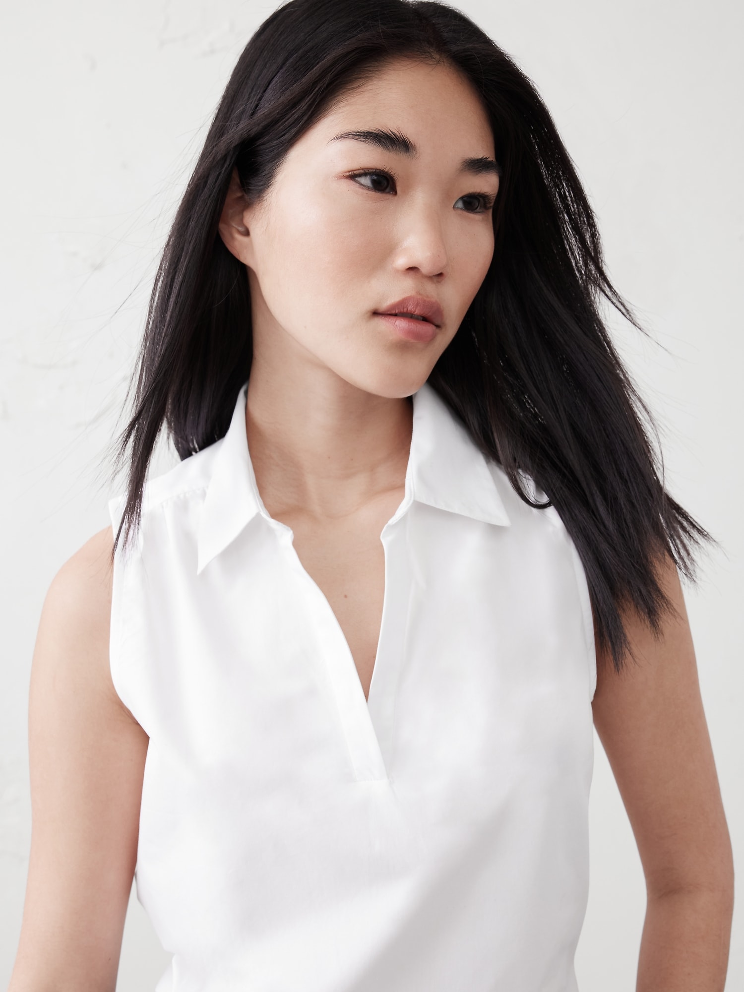 Poplin Collared Top