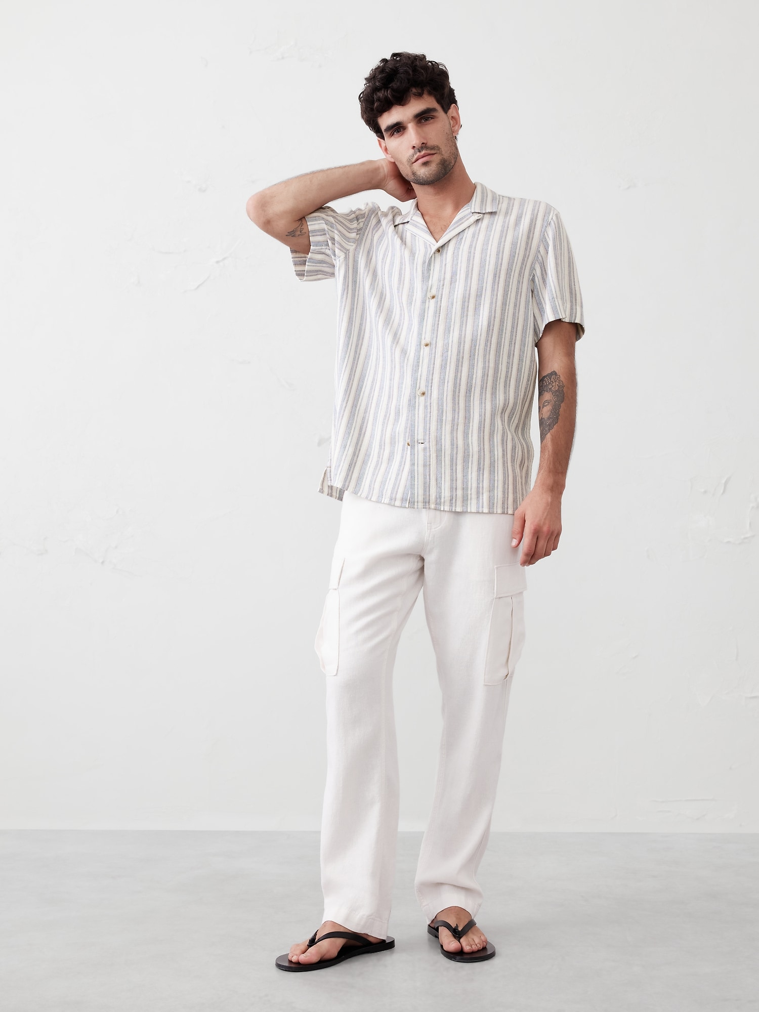 Standard Fit Textured Resort Shirt - Blue