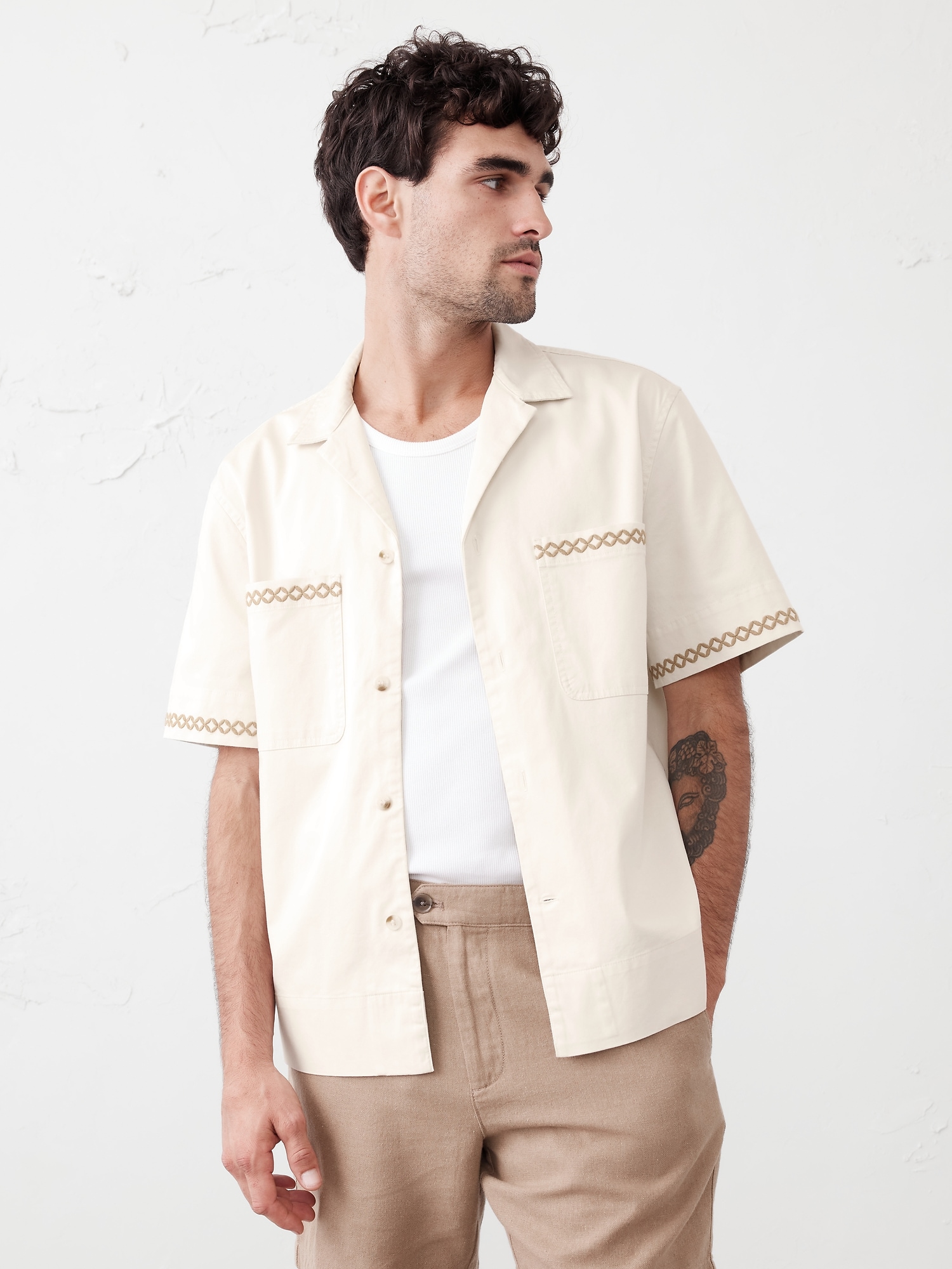 Embroidered Resort Overshirt