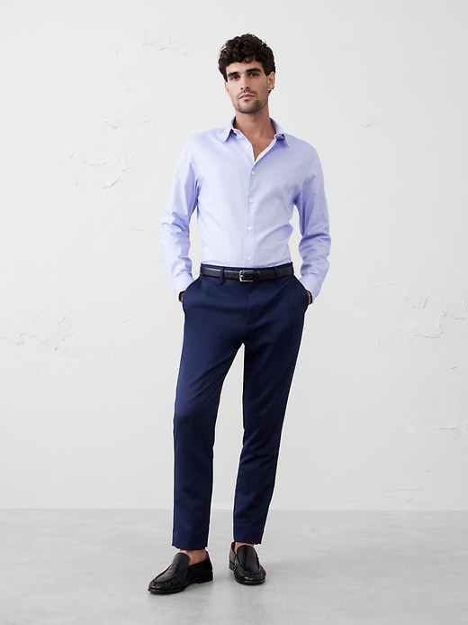 Men's Athletic-Fit Dress Shirt Basic Blue Regular Size L