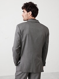 Tailored-Fit Luxe Crosshatch Light Gray Suit Jacket