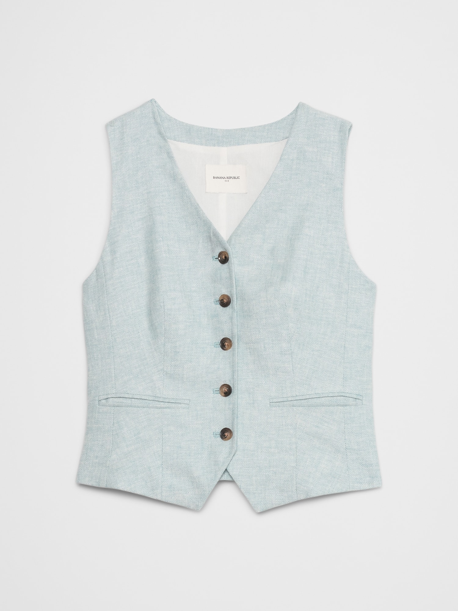 Linen-Blend Classic Vest