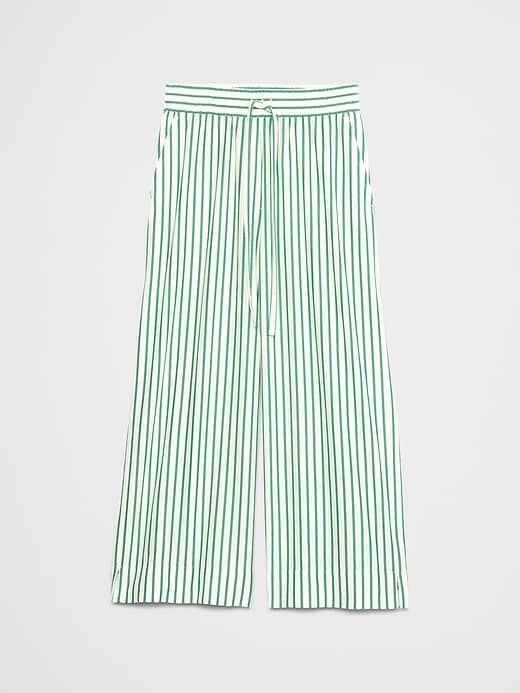 SATURDAYS Seersucker Straight Cropped パン Wide-Leg High-Rise Seersucker Cropped Pull-On Pant | Banana