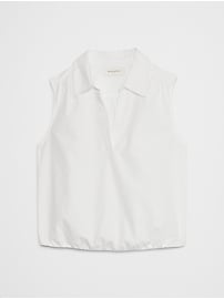 Poplin Collared Top
