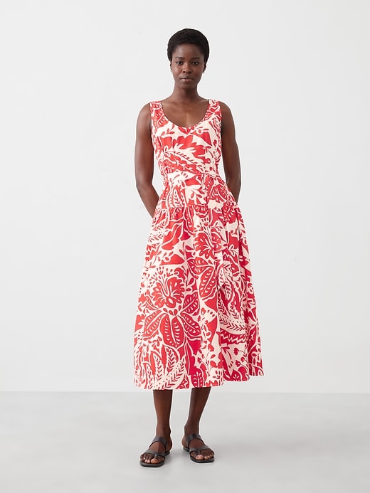 Poplin Corset Waist Midi Dress | Banana Republic Factory