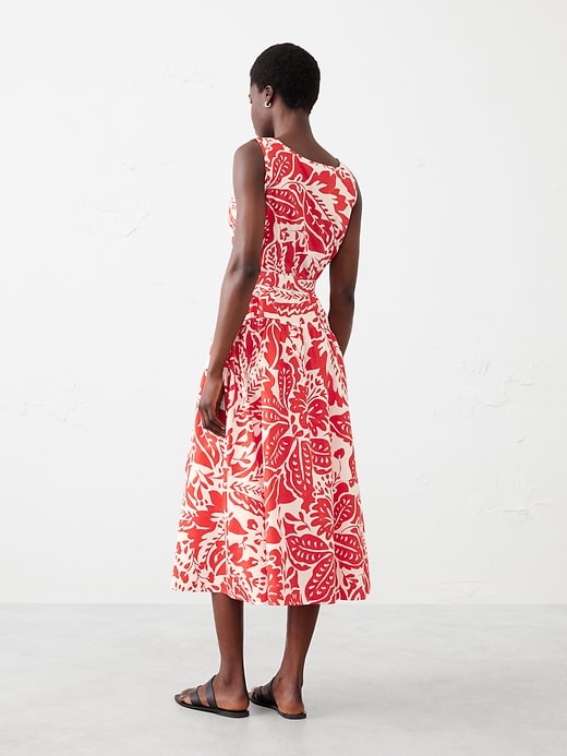Poplin Corset Waist Midi Dress