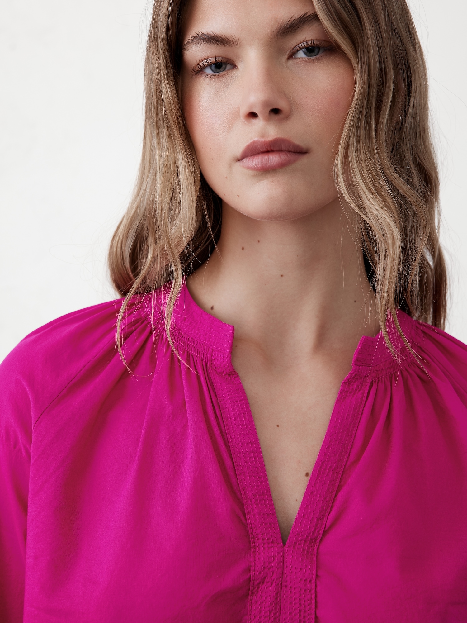 Trapunto Stitch Voile Top