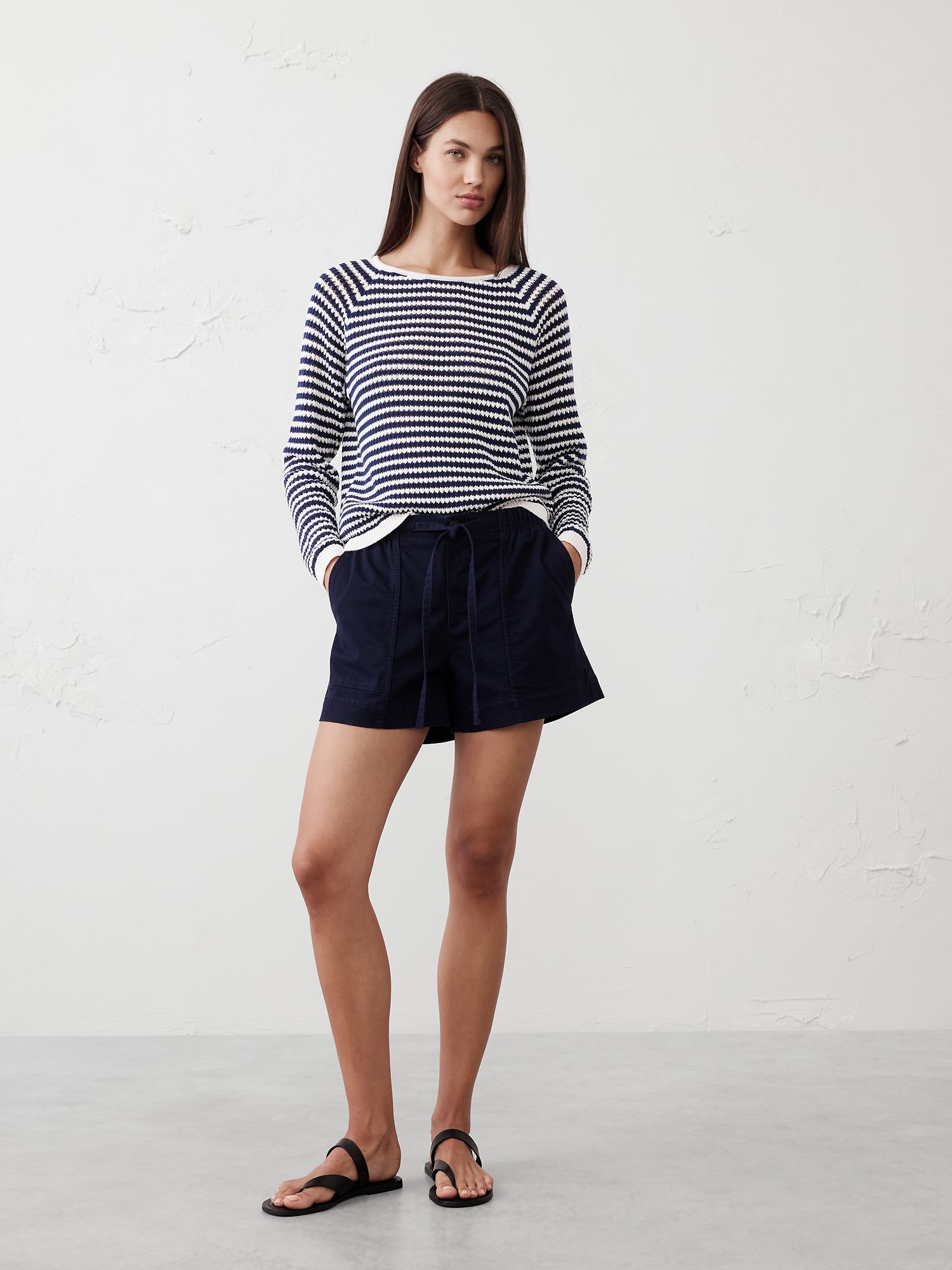 Open Stitch Striped Sweater