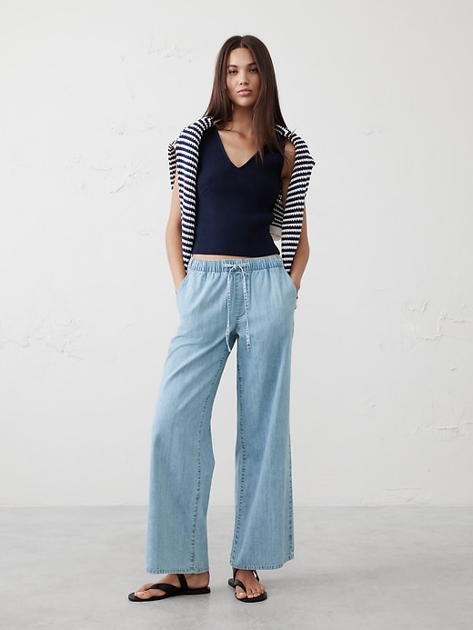 Wide-Leg Mid-Rise Summerweight Pull-On Jean Banana Republic Factory