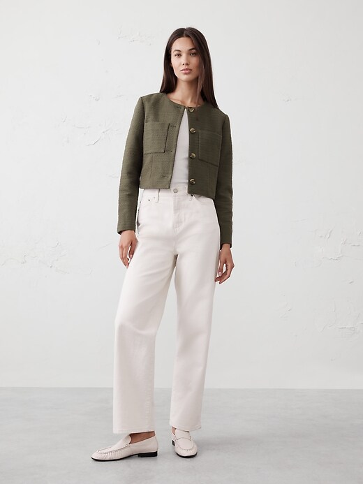 Collarless Cropped Jacket