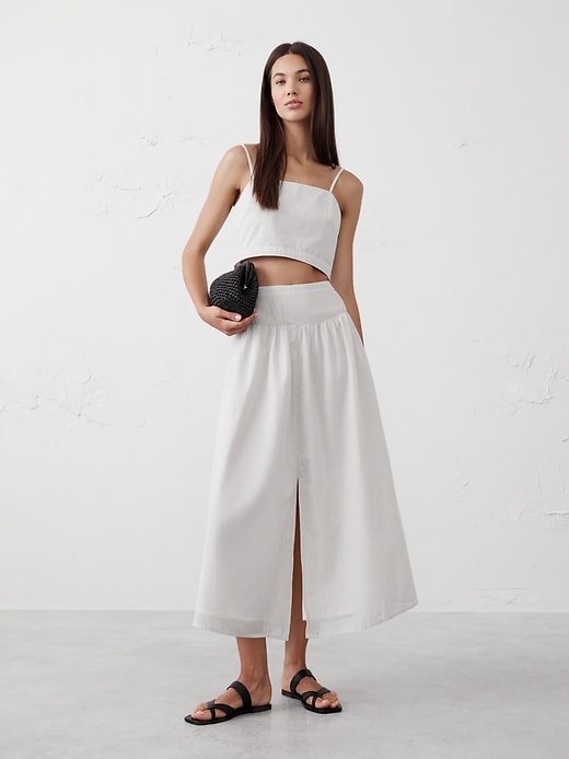 Faux-Wrap Midi Skirt