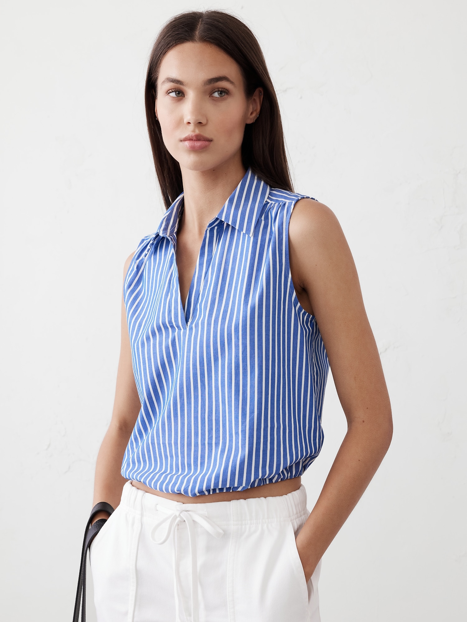 Poplin Collared Top