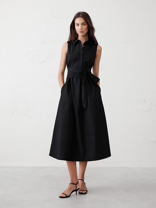 banana republic poplin cross waist midi dress Poplin Cross-Waist Midi Dress