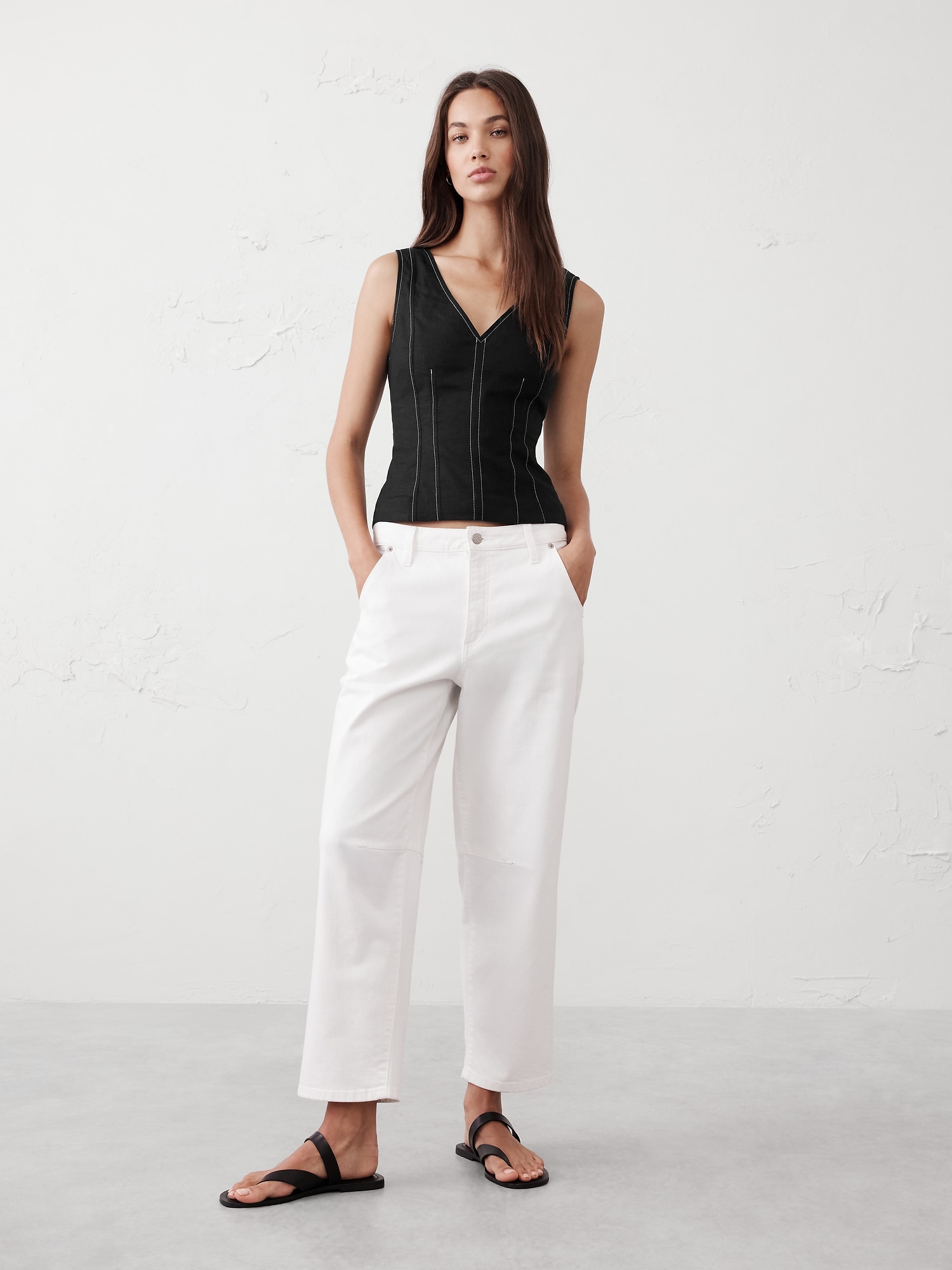 Linen-Blend Corset Top