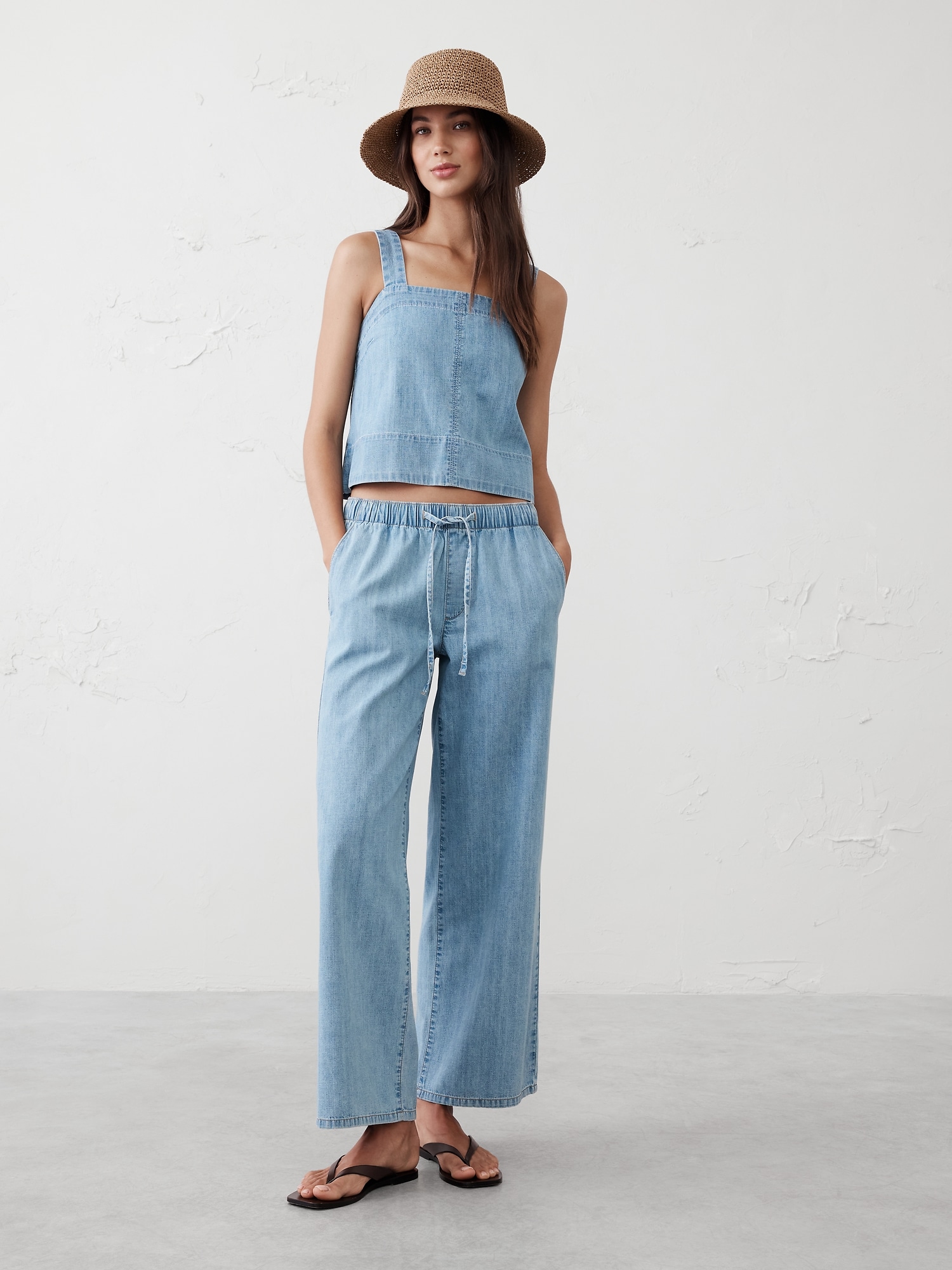 Denim Topstitch Tank