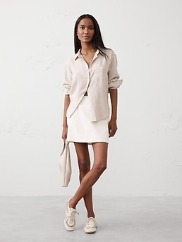 トップス BananaRepublic WesternShirt OmbreCheck L The Linen Western Shirt | Banana Republic
