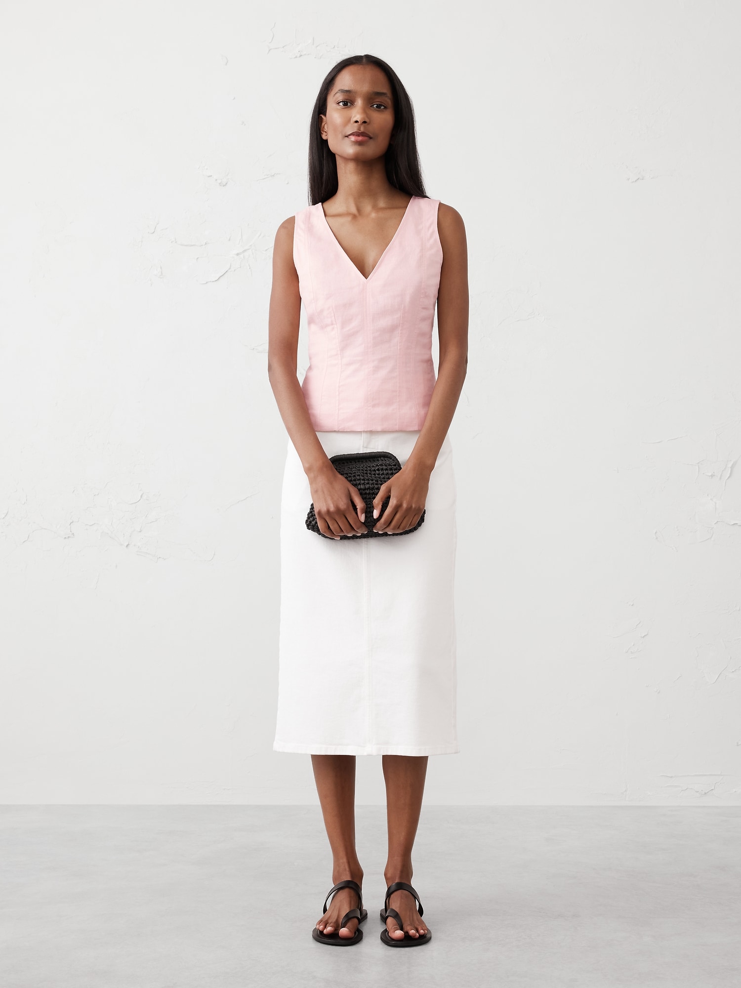 Linen-Blend Corset Top