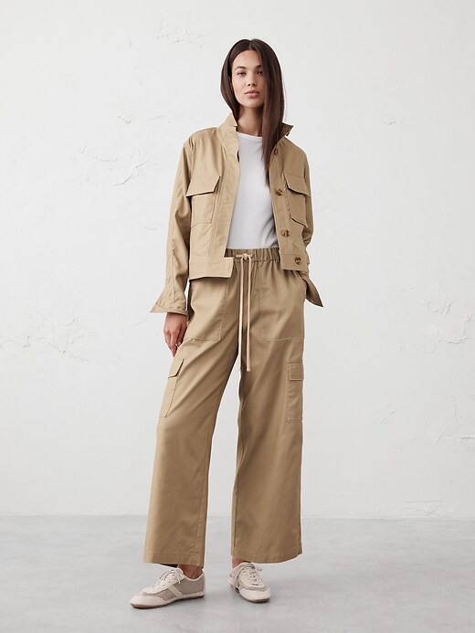 Wide-Leg High-Rise Cargo Pull-On Pant