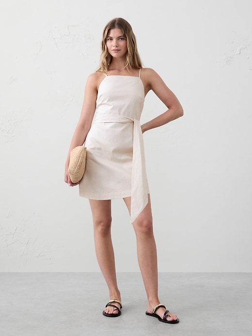 Textured Wrap-Waist Mini Dress