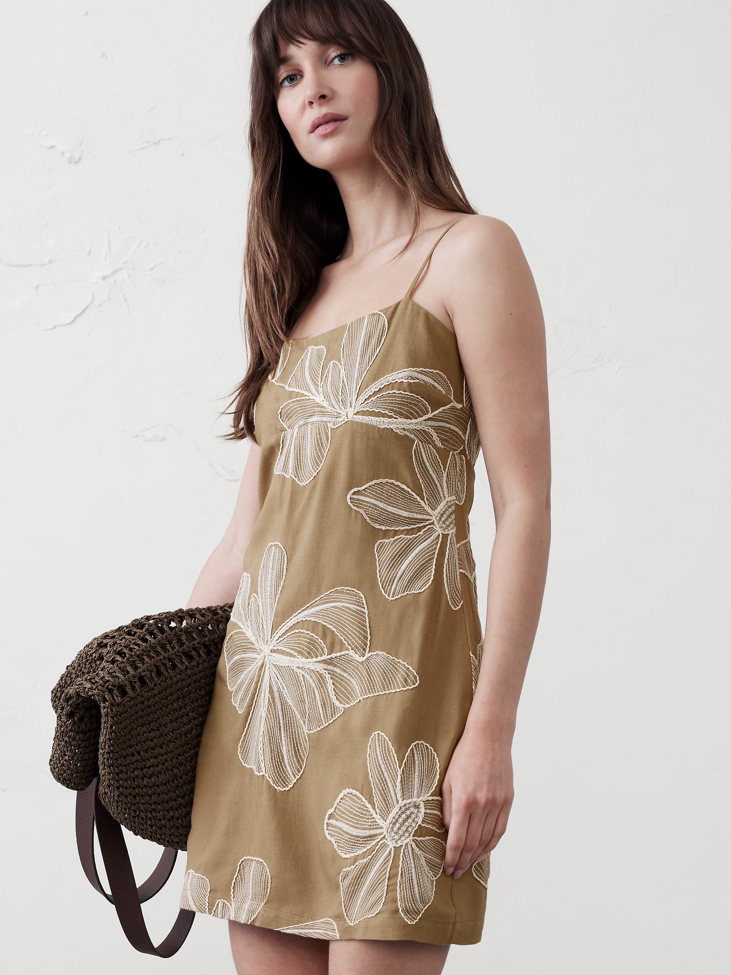 Strappy Embroidered Mini Dress