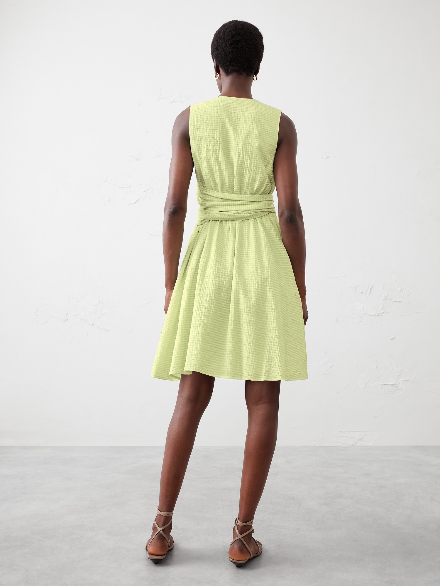 Textured Wrap-Waist Mini Dress