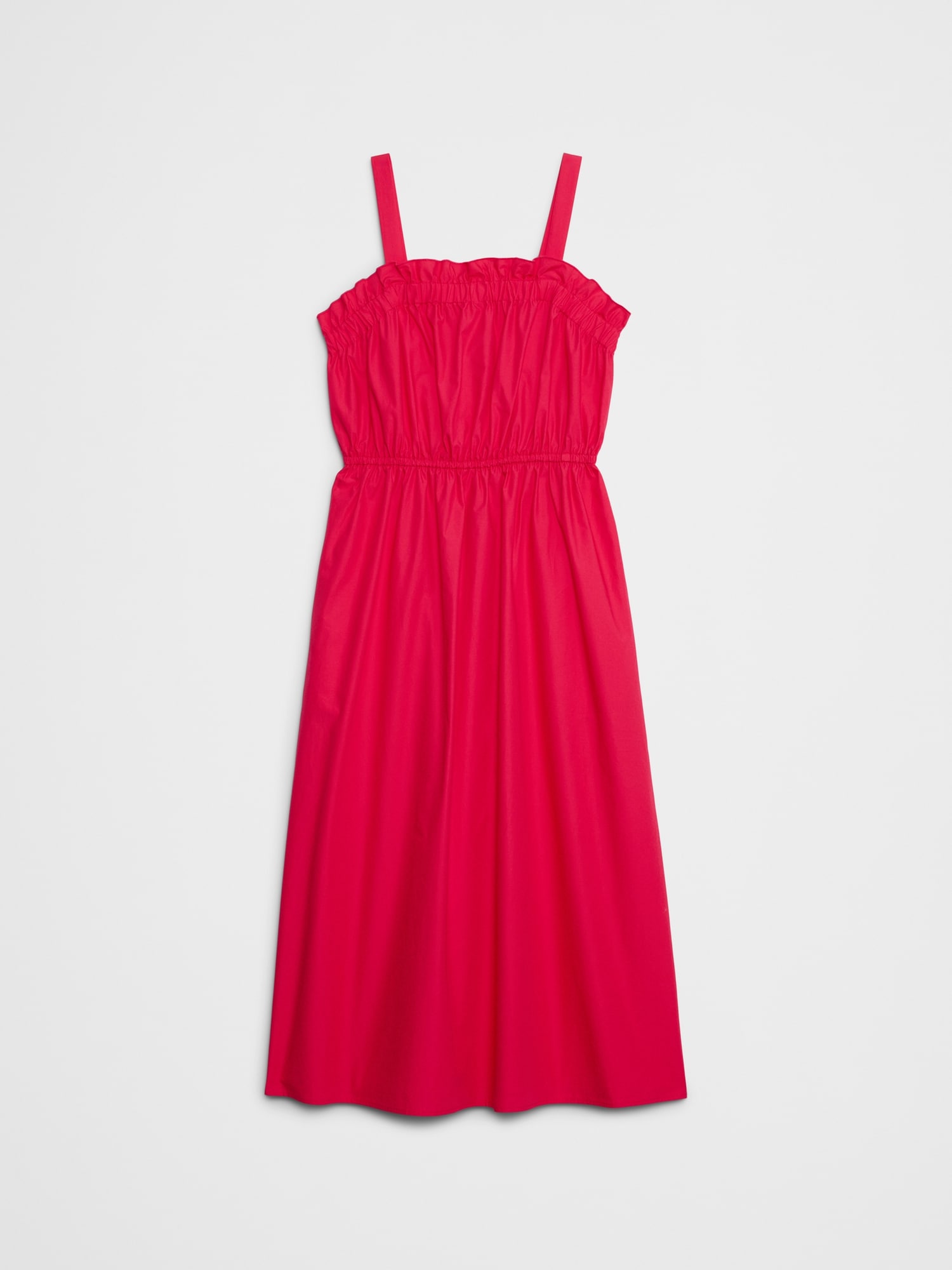 Poplin Elastic-Gather Midi Dress