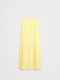 Linen-Blend Strappy Midi Dress