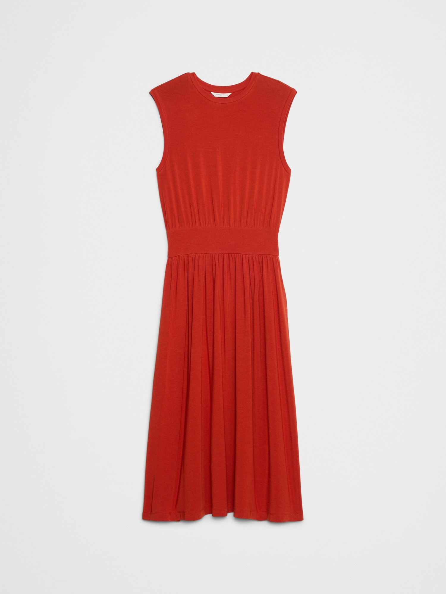 Knit Banded-Waist Midi Dress