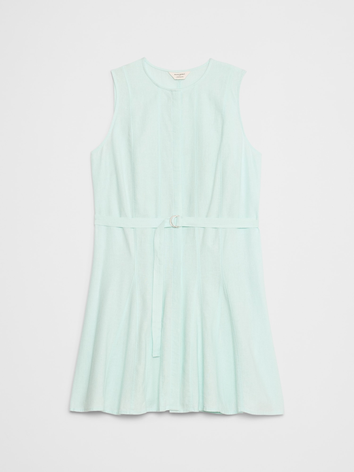 Linen-Blend Godet Mini Dress