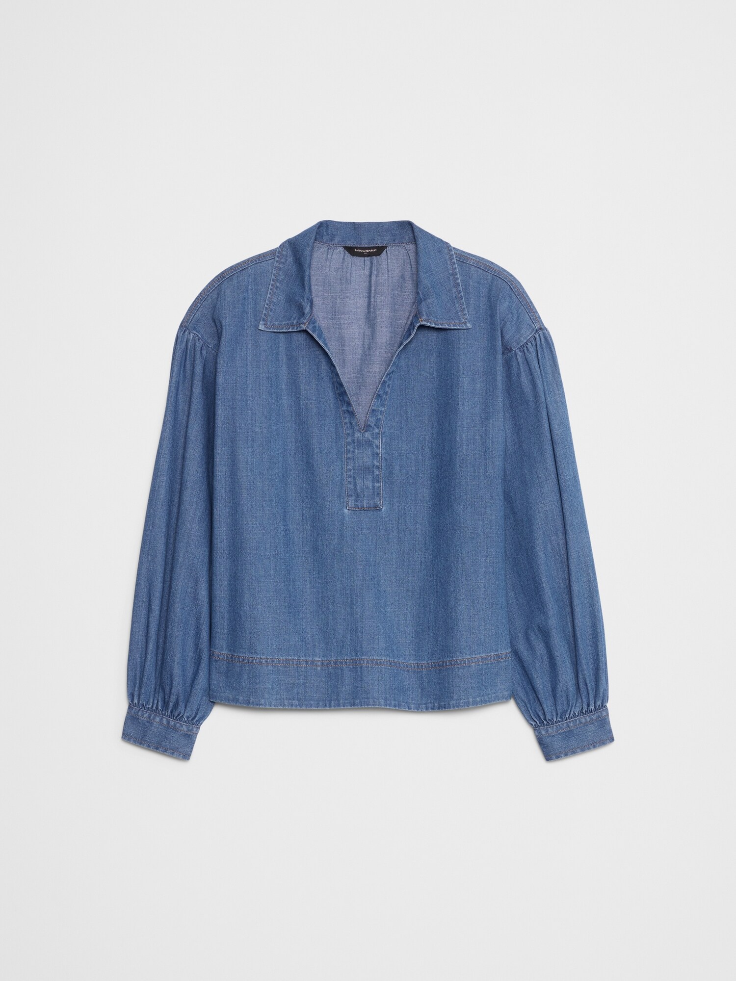 Image number 4 showing, Denim Johnny-Collar Top