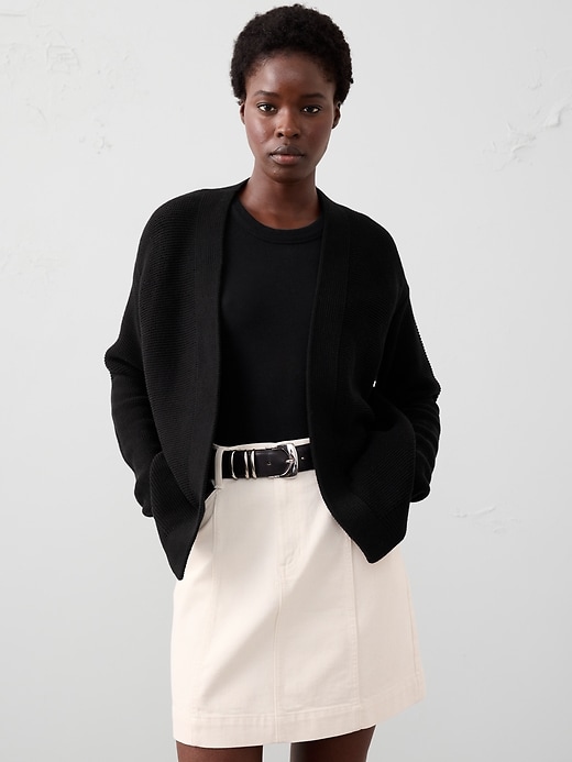 Textured Open-Front Cardigan Sweater