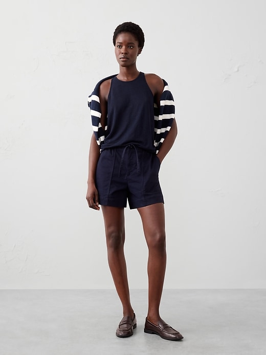 Linen-Blend Racer-Back Tank