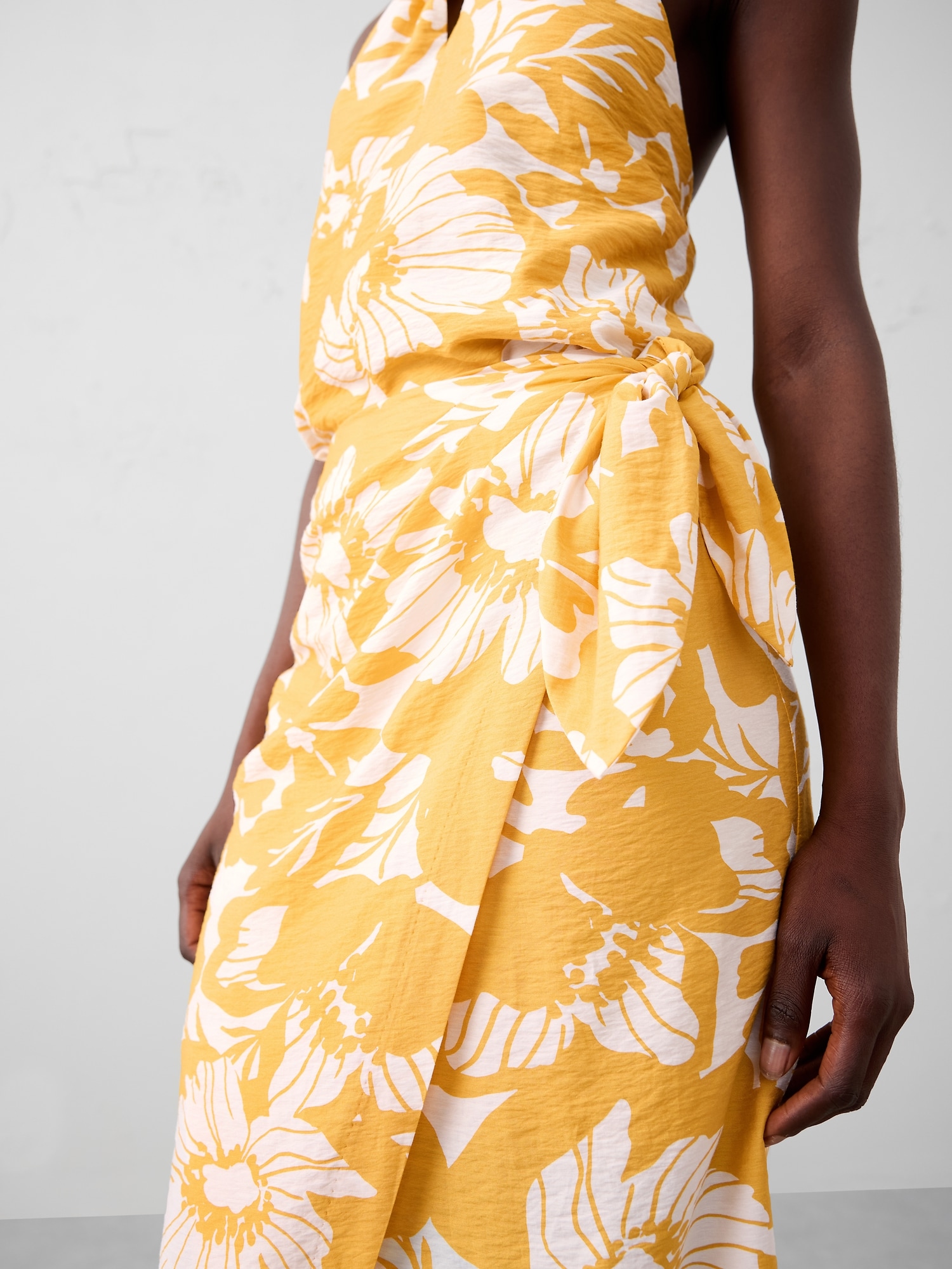 Faux-Wrap Midi Skirt