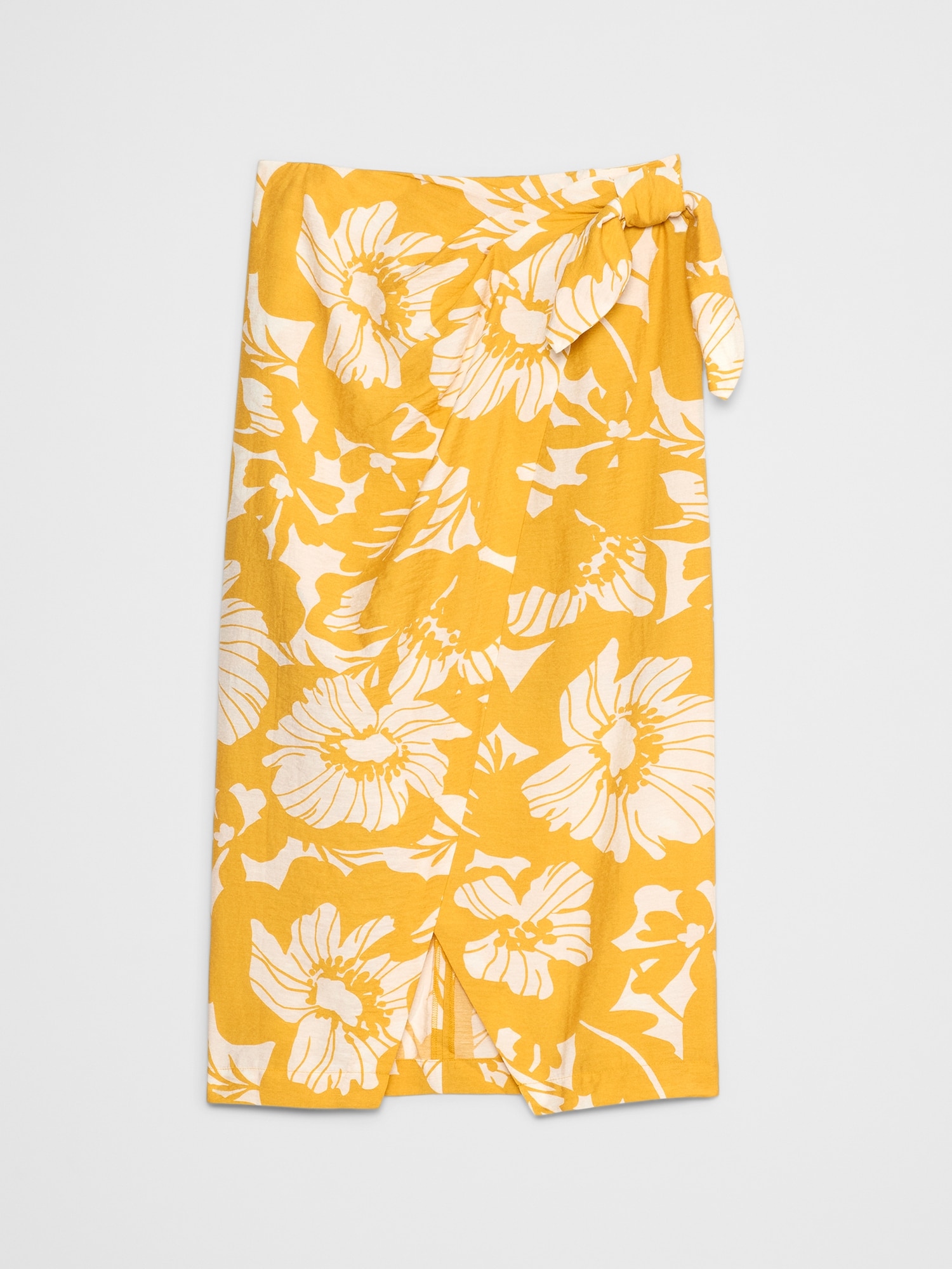 Faux-Wrap Midi Skirt