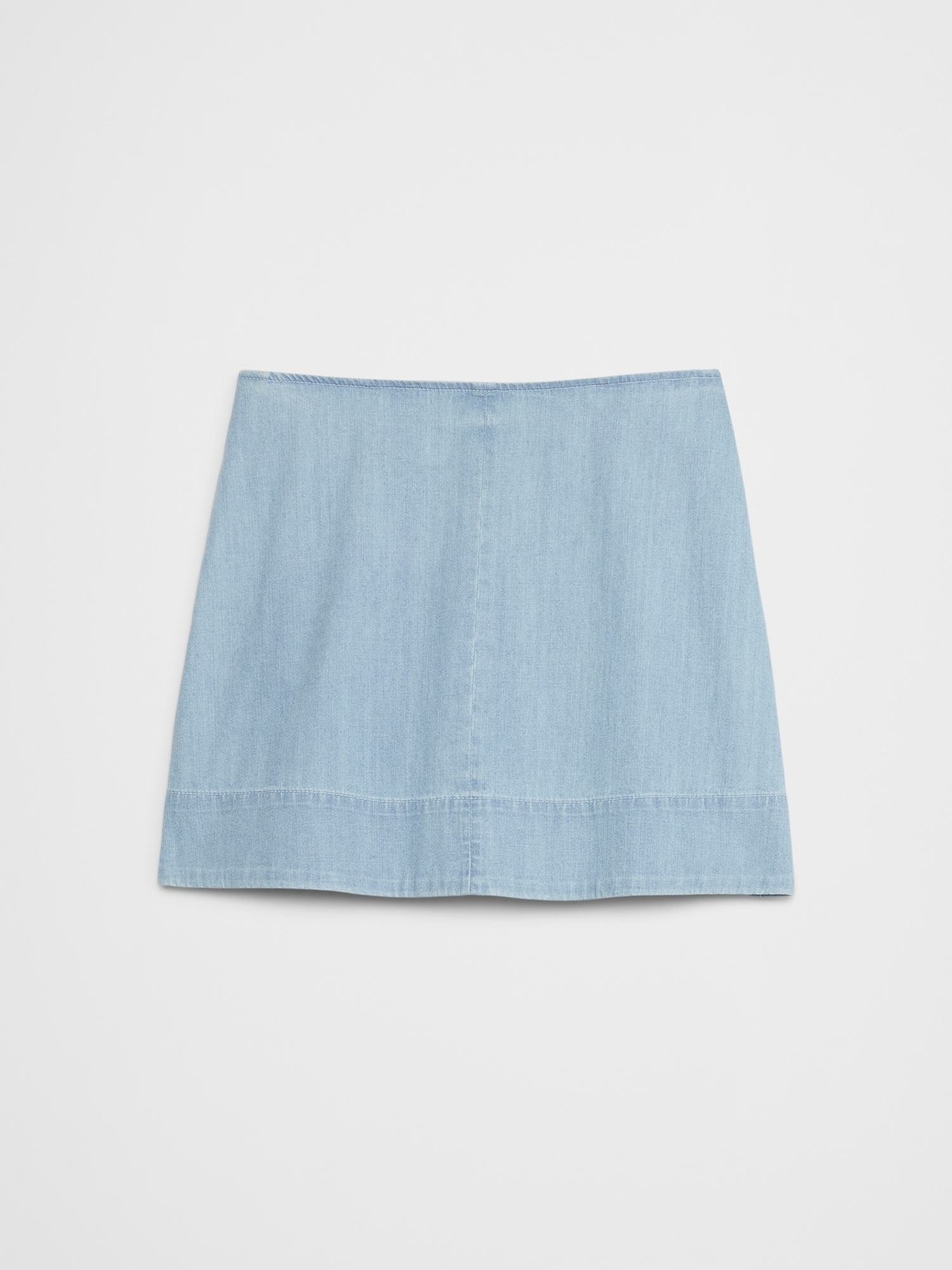 Denim Topstitched Mini Skirt