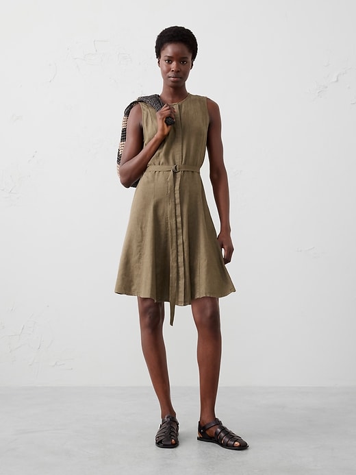 Linen-Blend Godet Mini Dress | Banana Republic Factory