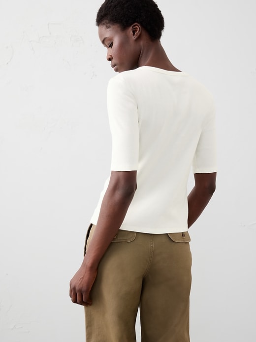 Ribbed Button-Down Top